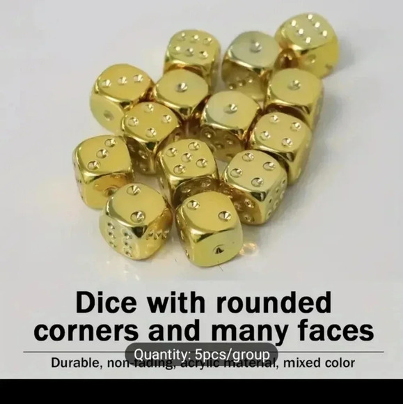5pcs, Electroplated Gold-plated High-quality Dice Set, Multi-sided NWT.. - Picture 6 of 8